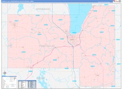 Fond du Lac Metro Area Wall Map Color Cast Style 2024